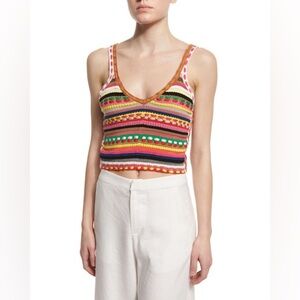Alice + Olivia Sandrine Crochet V-Neck Top, Multicolor new without tags